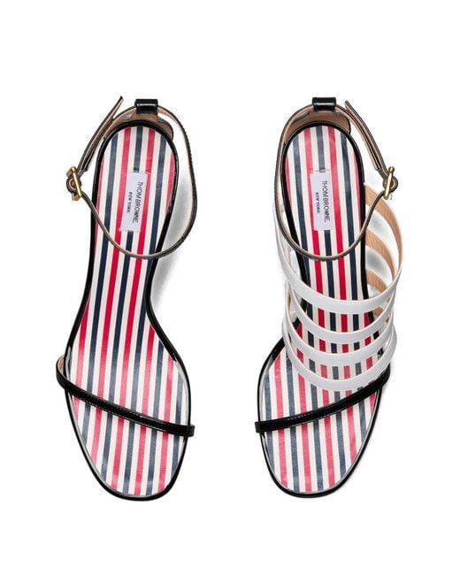 Thom Browne Black Stripe-Detail Sandals
