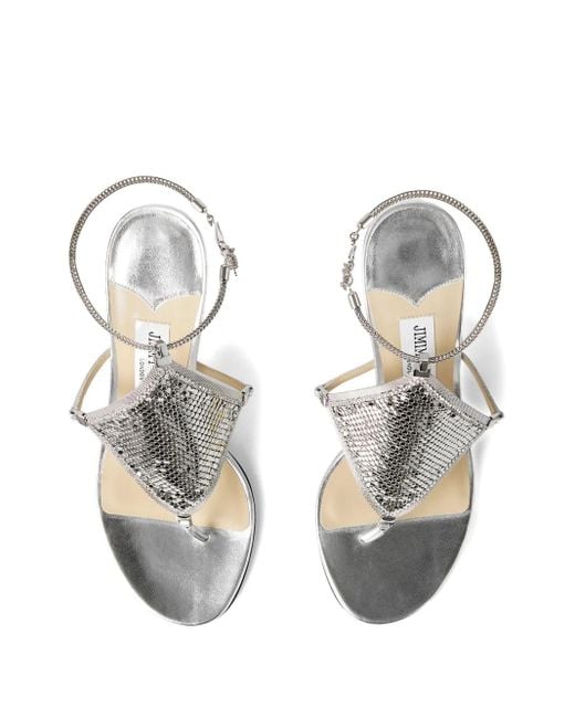 Jimmy Choo White 85Mm Chain-Embellishment Sandals