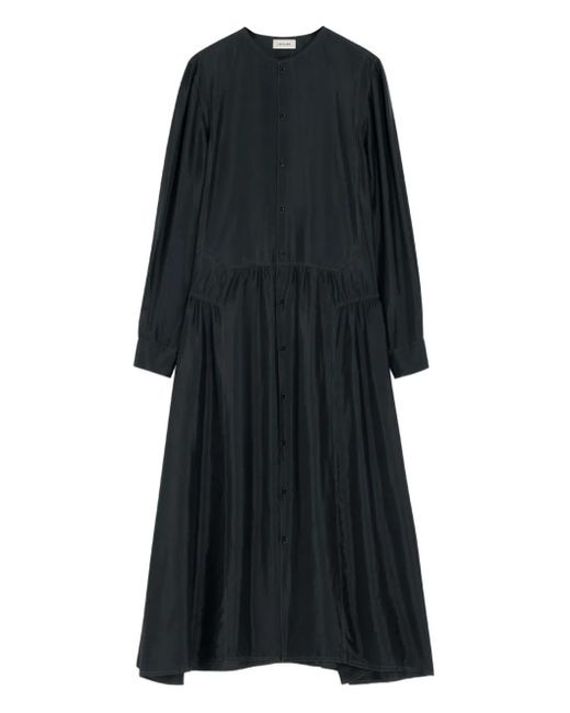 Lemaire Black Gerafftes Kleid Mit Knöpfen