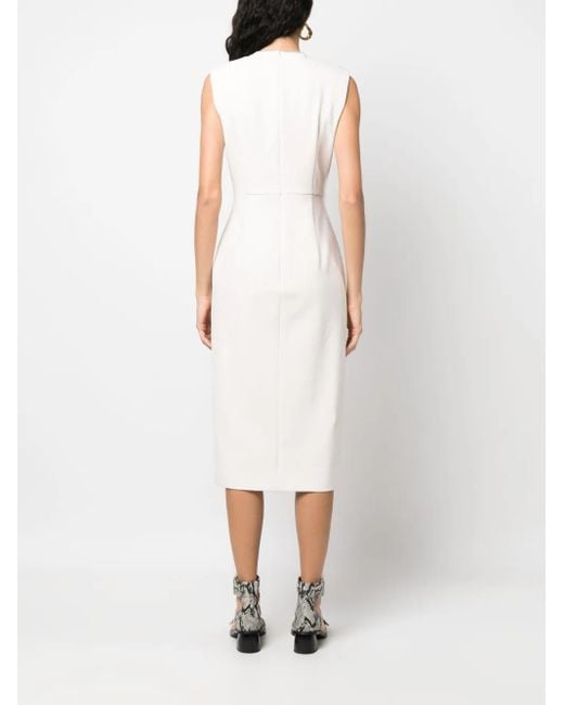 Peserico White Sleeveless Pencil Midi Dress