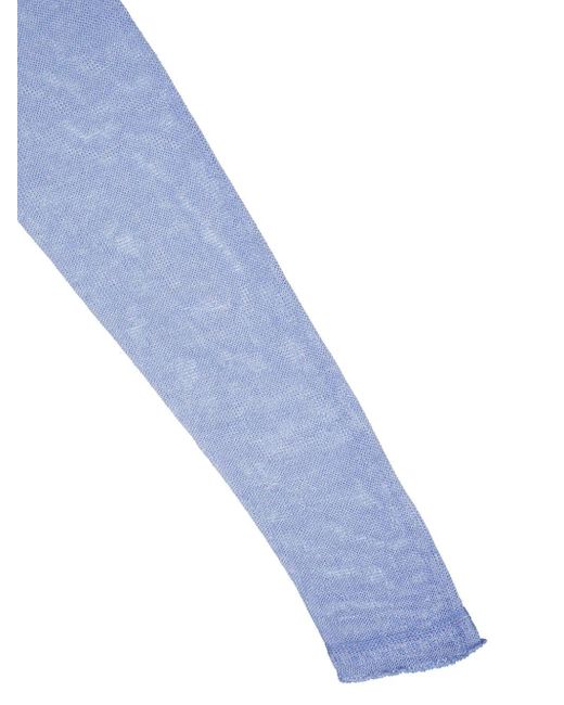 120% Lino Blue Crew-neck Linen Jumper for men