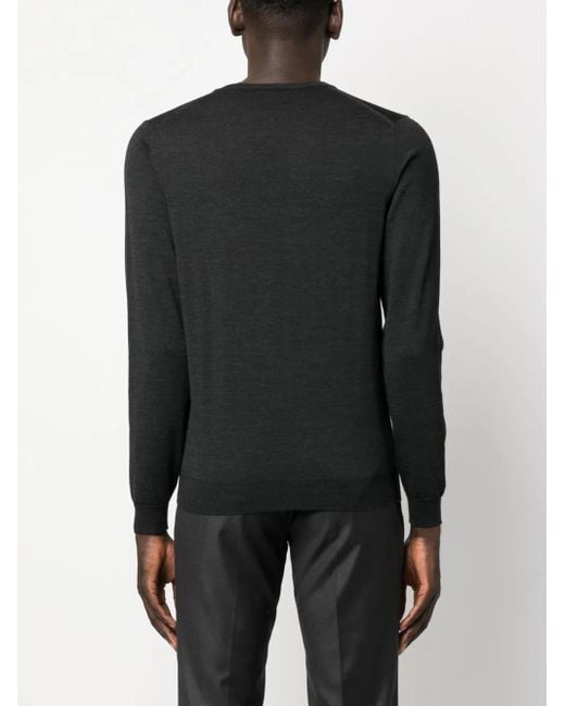 Zanone Black V-Neck Virgin-Wool Jumper for men