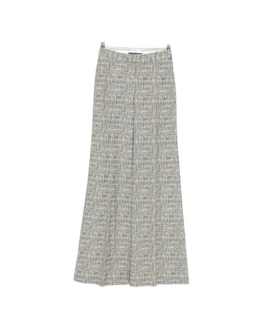 Ermanno Scervino Gray Herringbone-Pattern Palazzo Pants