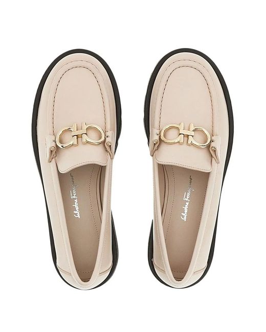 Ferragamo Gray Gancini-Plaque Leather Loafers