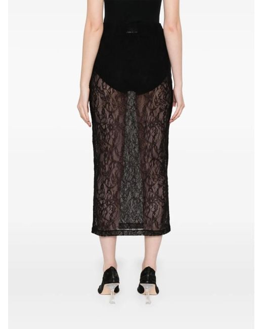 Falda midi con encaje Wardrobe NYC de color Black