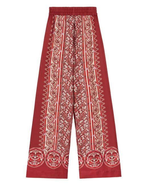 LaDoubleJ Red Silk Palazzo Pants