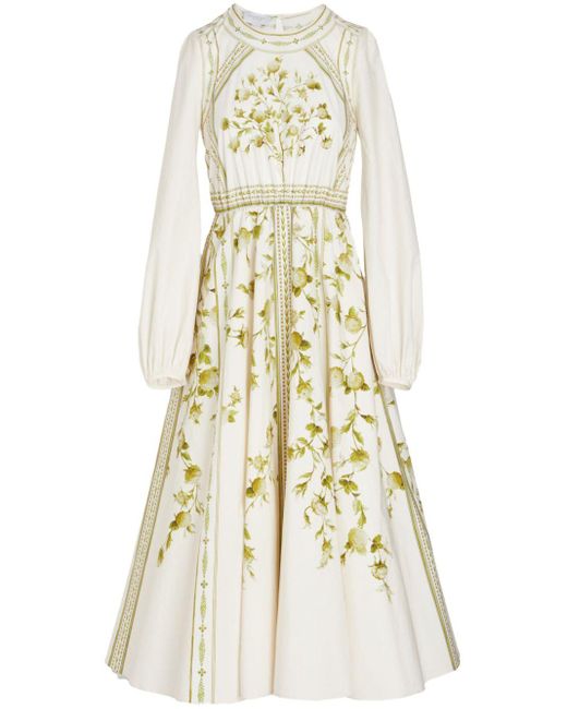 Giambattista Valli White Papier Peint-Print Cotton-Poplin Dress