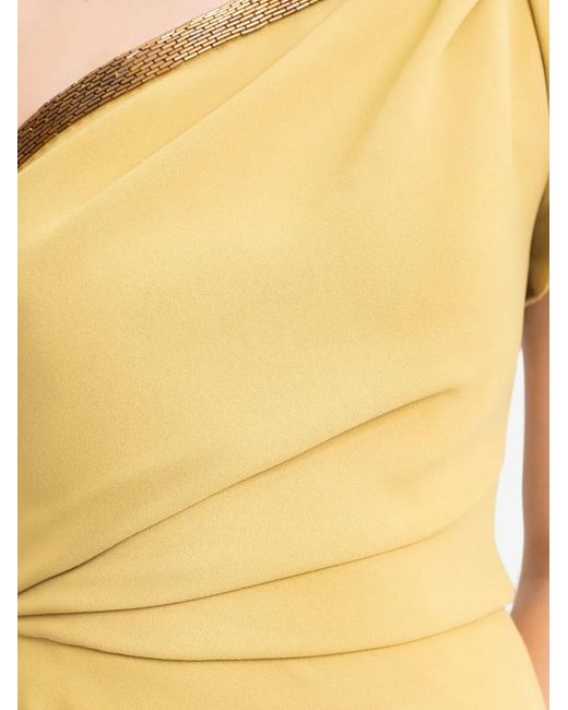 Gemy Maalouf Metallic One-Shoulder Draped Gown
