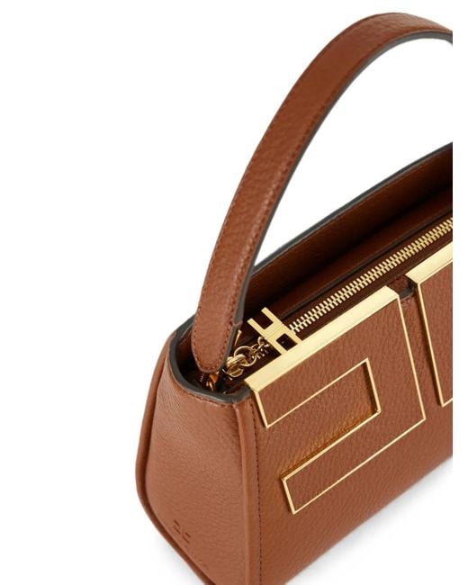 Elisabetta Franchi Brown Handbag With Logo