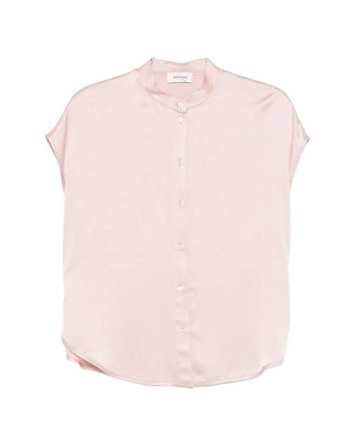 Ottod'Ame Pink Button Mandarin Shirt