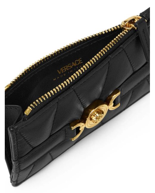 Versace Black Medusa '95 Quilted Zip Card Holder