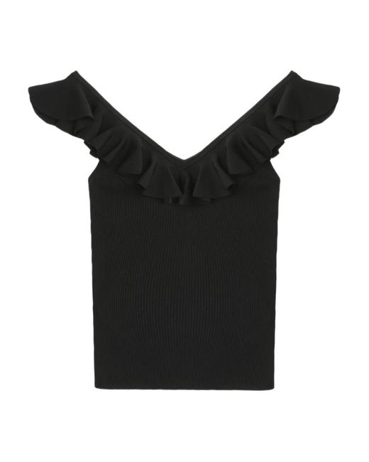 Zimmermann Black Fine-ribbed Top