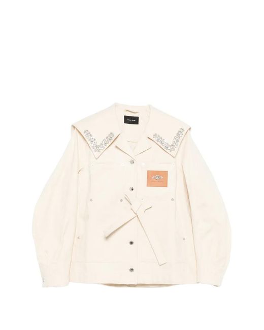 Simone Rocha Natural Sailor-Collar Bow Jacket