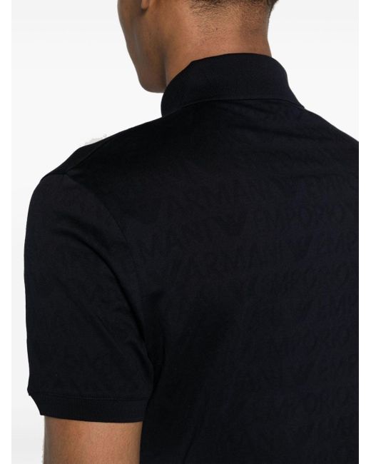 Polo en coton à motif monogrammé Emporio Armani pour homme en coloris Black