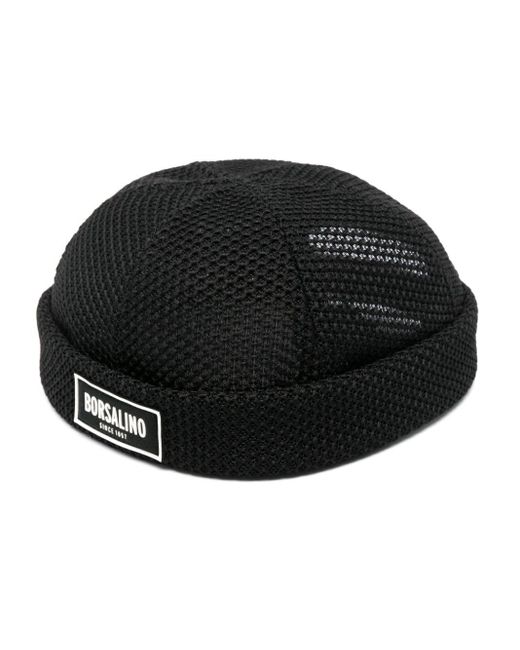 Borsalino Black Logo-patch Turn-up Brim Hat