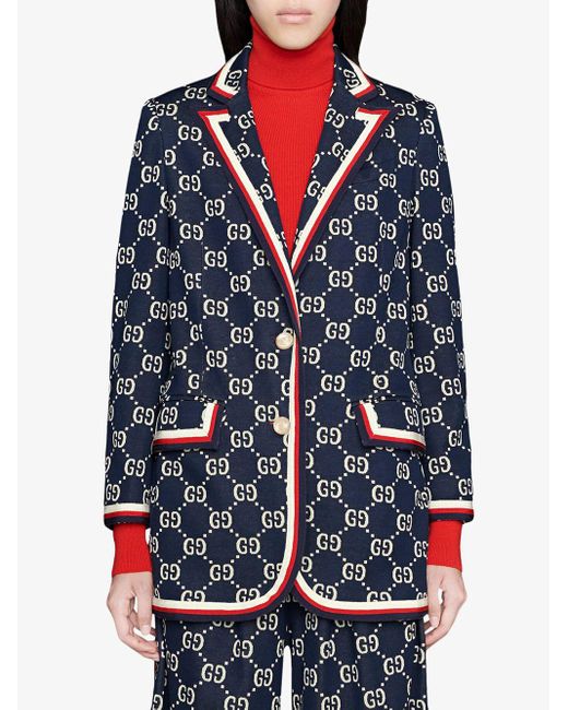 Gucci GG Supreme Knitted Blazer in Blue - Save 31% - Lyst