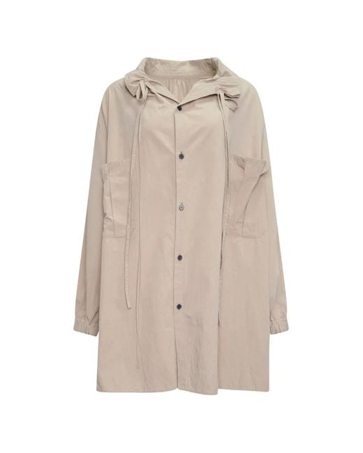 Y's Yohji Yamamoto Natural Drawstring-Collar Oversized Shirt