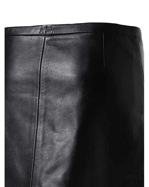Courreges Black Tailored Leather Mini Skirt
