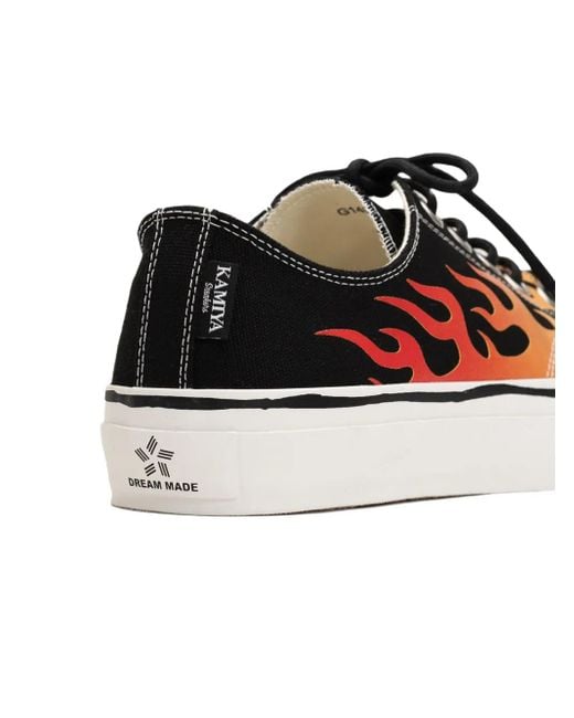 KAMIYA Black Joey Flame-Print Sneakers