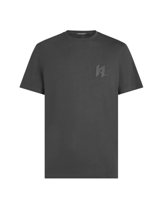 Karl Lagerfeld Black Logo-Patch T-Shirt for men
