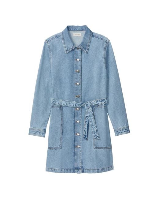 Calvin Klein Blue Belted Buttoned Mini Dress
