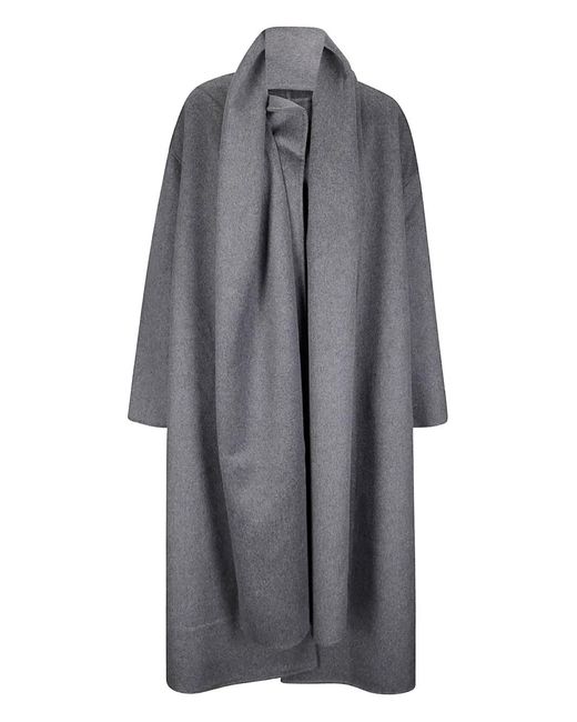 Calvin Klein Gray Double-Faced Wool Scarf Coat