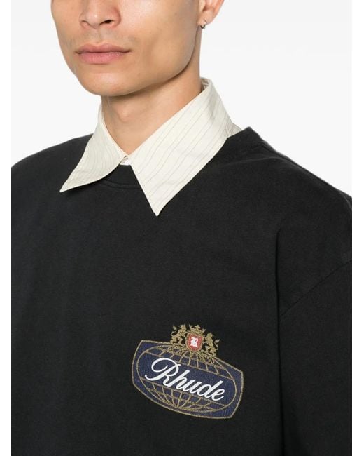 Rhude Black Logo-Print Long-Sleeve T-Shirt for men