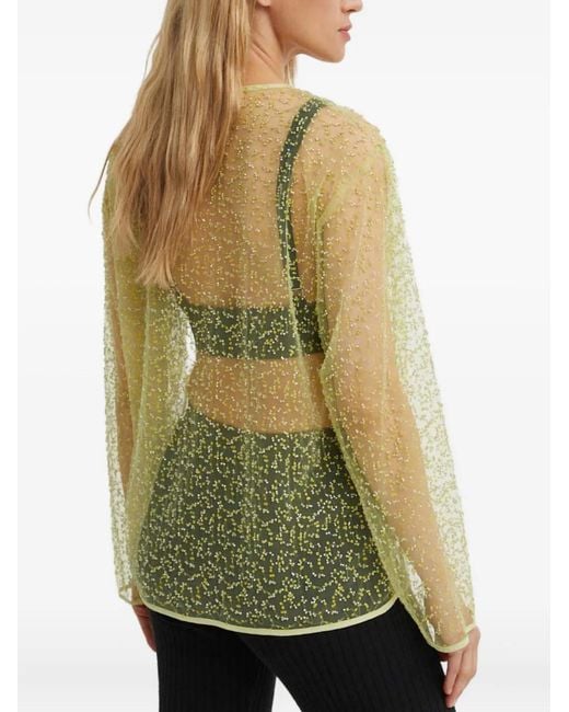 Samsøe & Samsøe Green Beaded Long-Sleeve Blouse