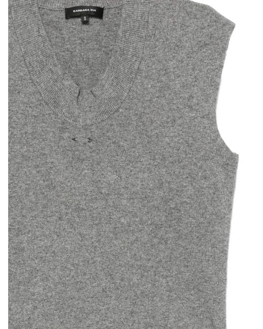 Barbara Bui Gray Ribbed-Neck Vest