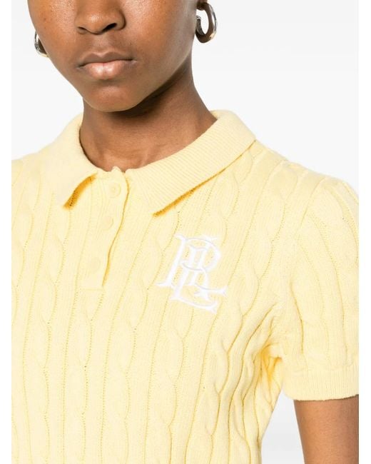 Ralph Lauren Yellow Natrissa Cable-Knit Polo Shirt