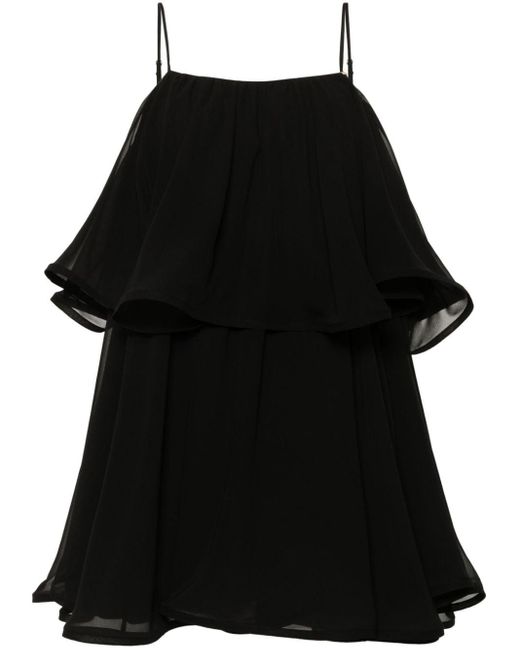 Nissa Black Ruffle-detail Mini Dress