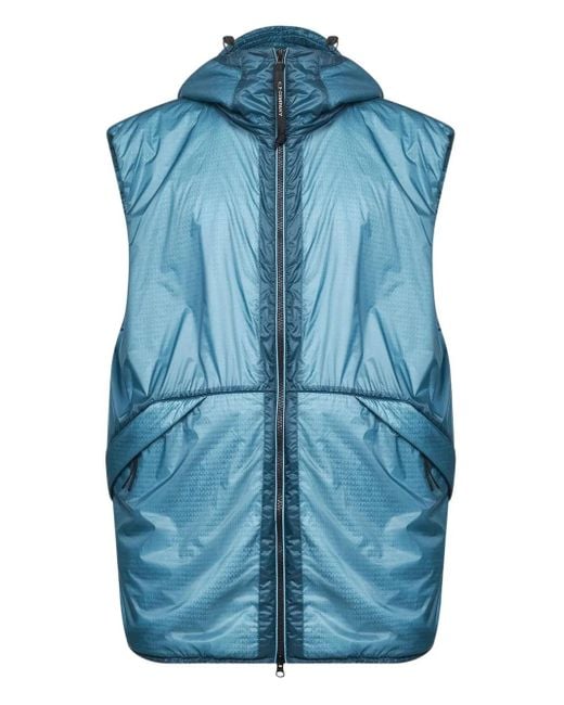 C P Company Blue Nada Goggle-Hooded Gilet for men