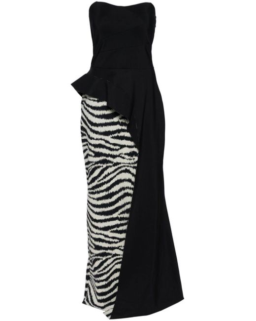 La Petite Robe Di Chiara Boni Black Abstract-print Draped Gown
