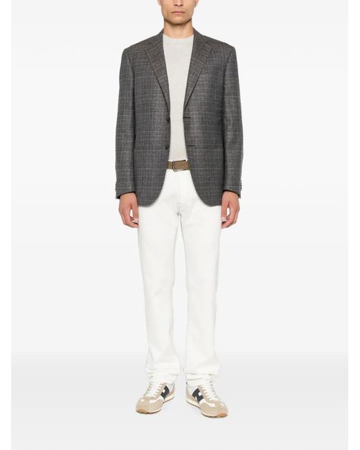 Corneliani Gray Check-Pattern Single-Breasted Blazer for men