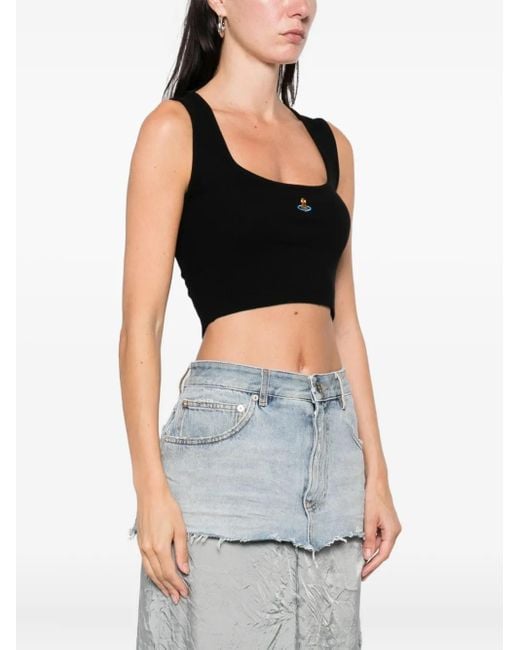 Vivienne Westwood Cropped Rib Vest in Black | Lyst