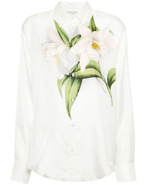 Pierre Louis Mascia White Floral-print Silk Shirt
