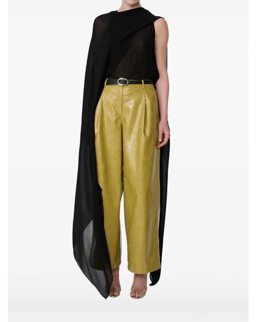 Toccin Green Draped Asymmetric-Panel Top