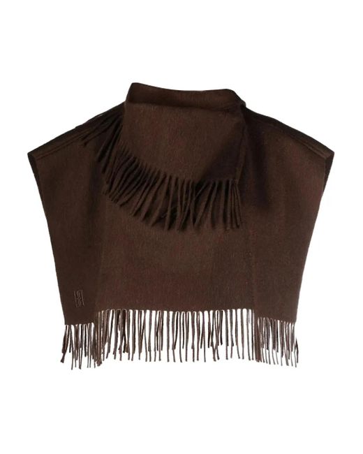 By Malene Birger Brown Turtleneck Fringe Poncho