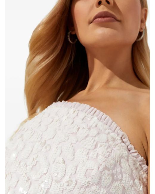 Needle & Thread Pink Sequin Detail Strapless Maxi Dress