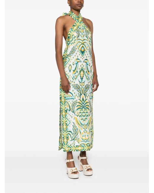 Farm Rio Green Tropical Tapestry Maxi Dress