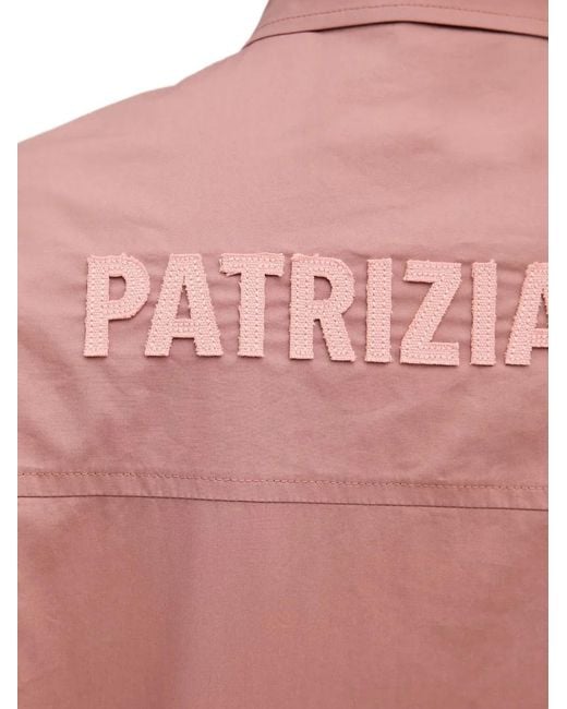 Patrizia Pepe Pink Logo-Patch Oversized Shirt