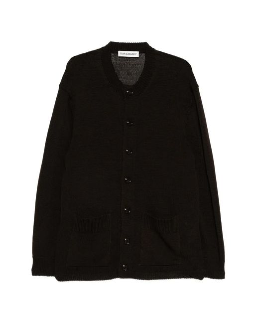 Our Legacy Black Fine-Knit Button-Up Cardigan for men