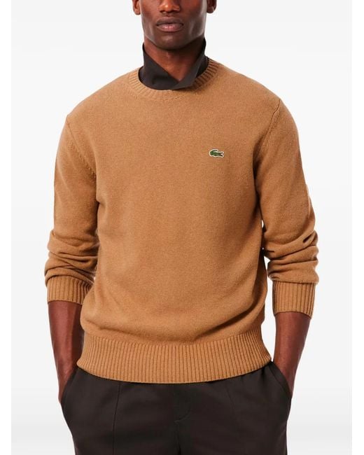 Lacoste Brown Logo Crew-Neck Sweater for men