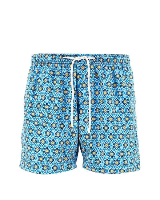 Peninsula Blue Patterned Swim Shorts for men