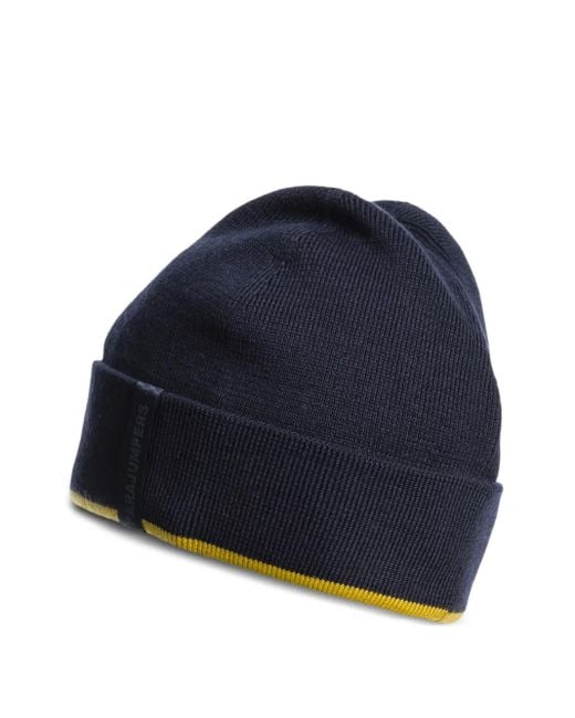 Parajumpers Blue Beanie Mit Gerippten Saum
