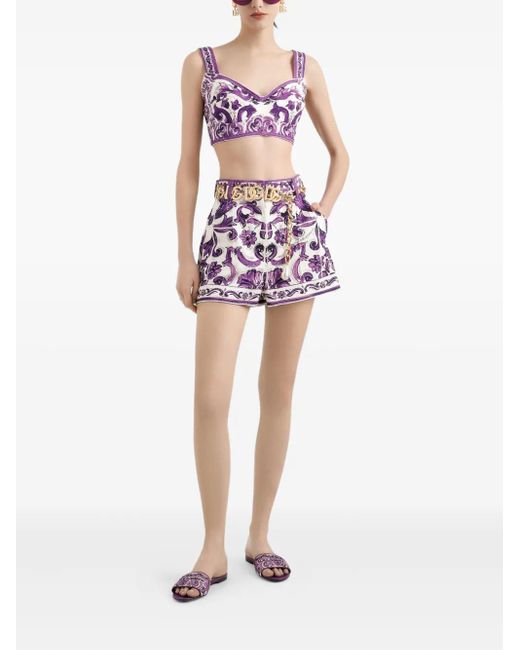 Dolce & Gabbana Purple Majolica-Print Top