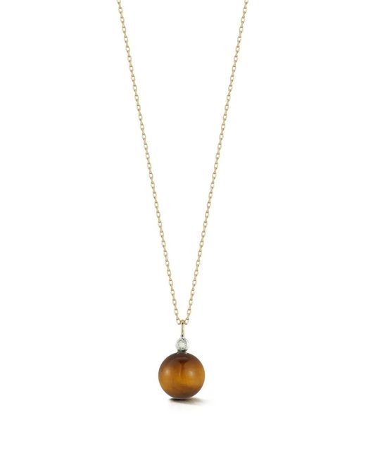 Mateo White Tiger-Eye And Diamond Pendant Necklace