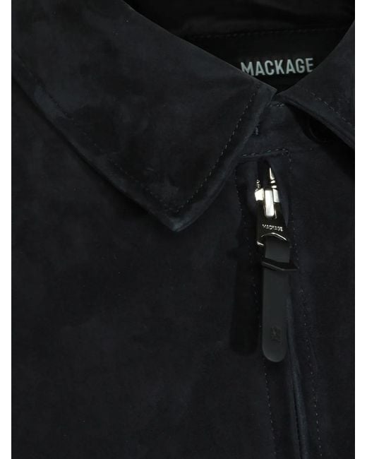 Mackage Black Giovanni-Su Zipped Suede Jacket for men