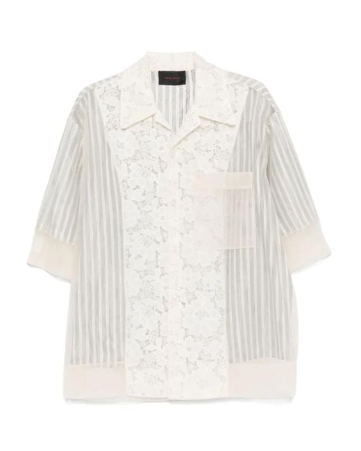 Simone Rocha White Lace-Panel Striped Shirt for men