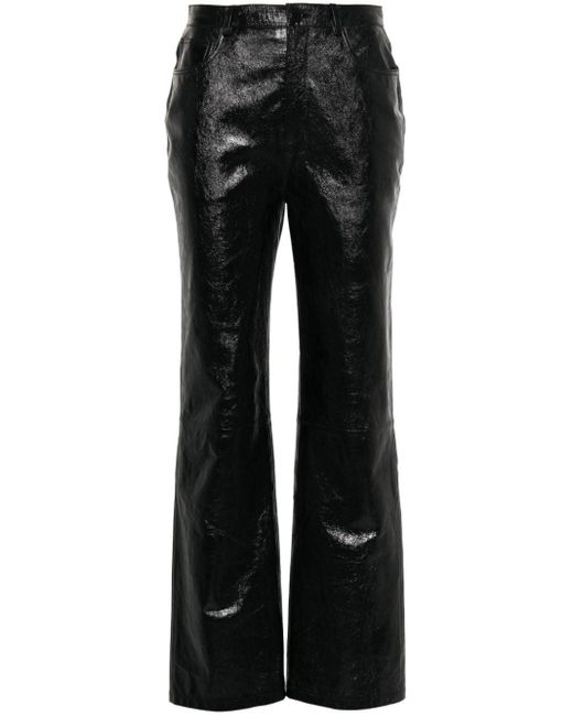Claudie Pierlot Black Faux-leather Straight-leg Trousers